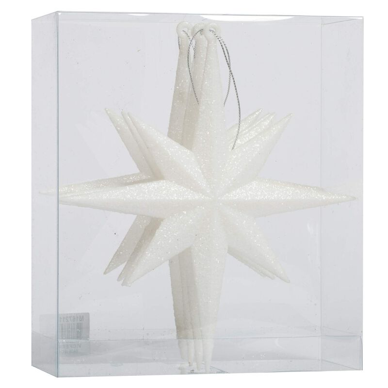 Vickerman 8" White Iridescent Glitter Bethlehem Star Christmas Ornament, 4 per Box image number 4