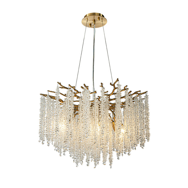 Modern Glam Crystal Chandelier Branch Style Pendant Ceiling Light for Dining Room Bedroom