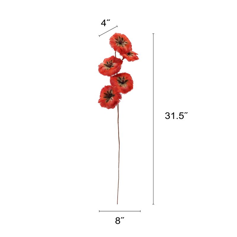 Artisan Red Feather Flower Stem image number 1