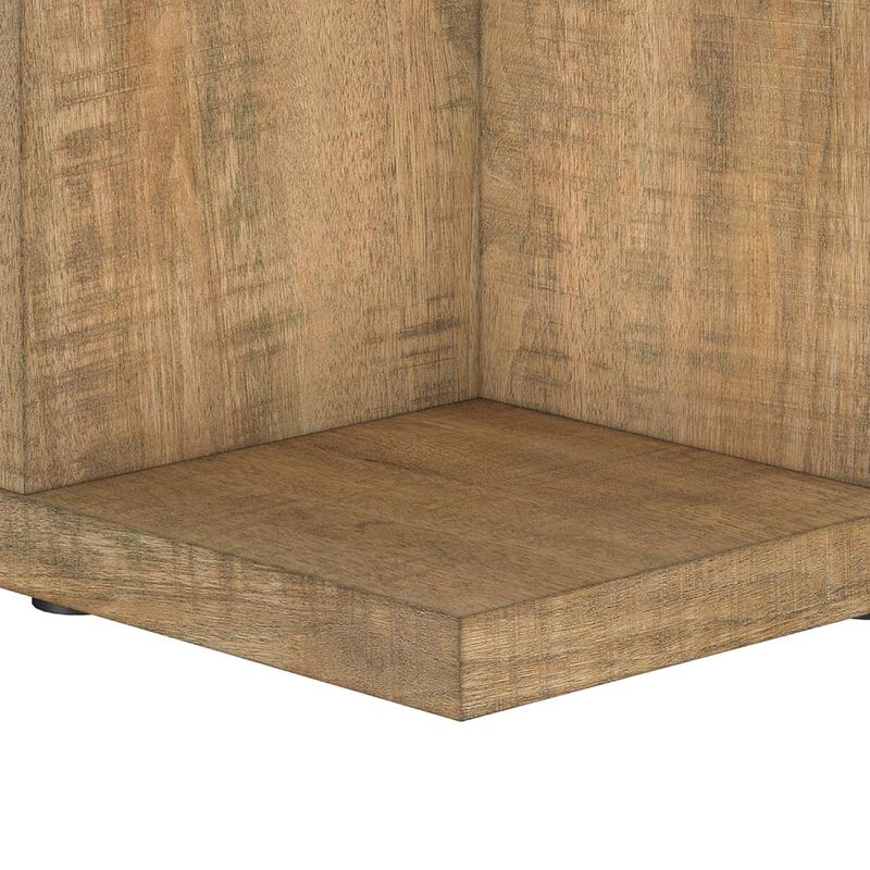 Chet Square End Table with Open Cube Base, Mango Finish Wood 24 Inch image number 5