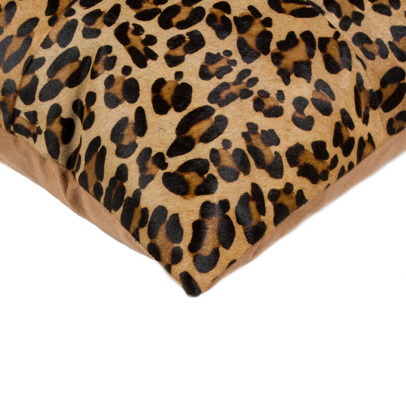 HomeRoots Set of Two 18" Brown and Black Leopard Cowhide Throw Pillows image number 3