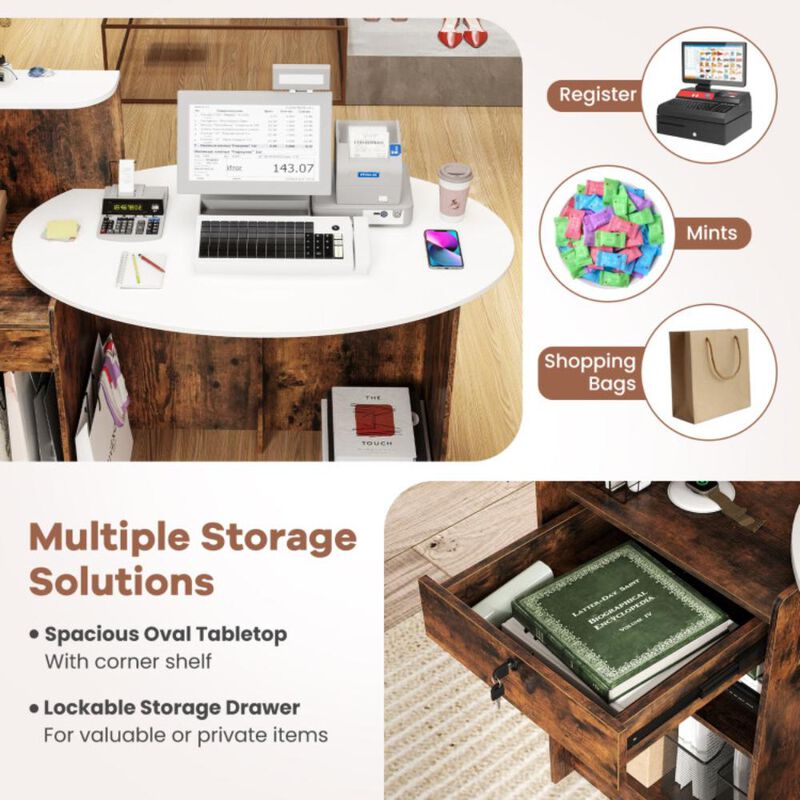 Hivvago Modern Reception Desk Front Counter Desk with Oval Tabletop