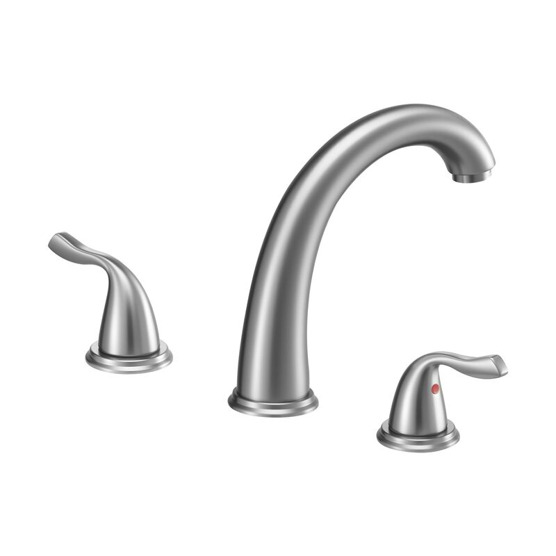 Deck Mount Roman Tub Faucet 3-Hole Waterfall Faucet with High Arc Gooseneck Spout-Brushed Nickel image number 9
