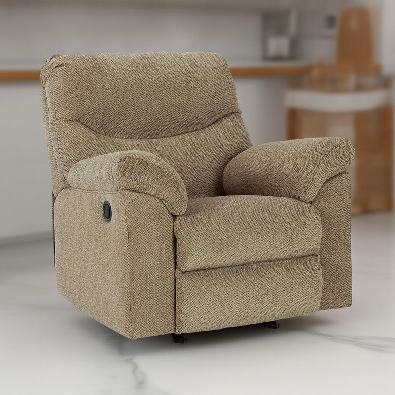 Tul Rocker Recliner Chair, Poly Fiber Foam Fill, Briar Brown Polyester - Benzara