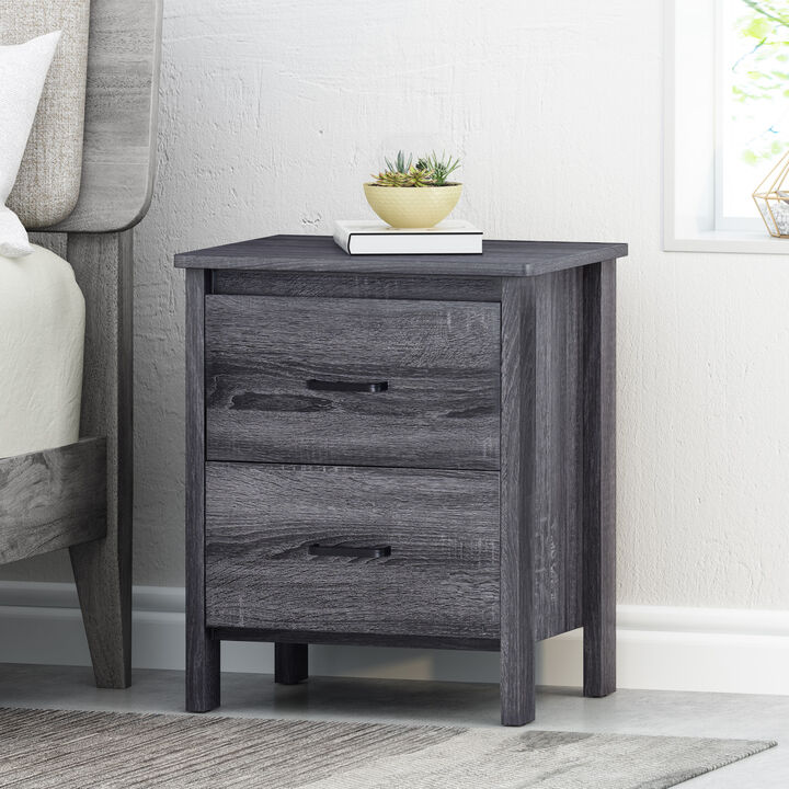 Streamdale Minimalist Wood-Finish Nightstand with Convenient Storage