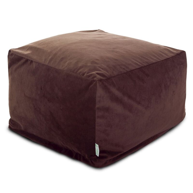 Majestic Home Goods Ottoman Pouf Faux Suede Dark Brown