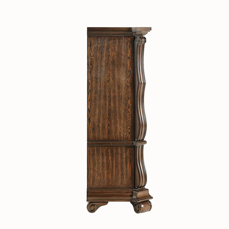 Best Master Furniture Belvedere 54" Traditional 5-Drawer Tallboy Chest, Carved Wood - Dark Cherry image number 2