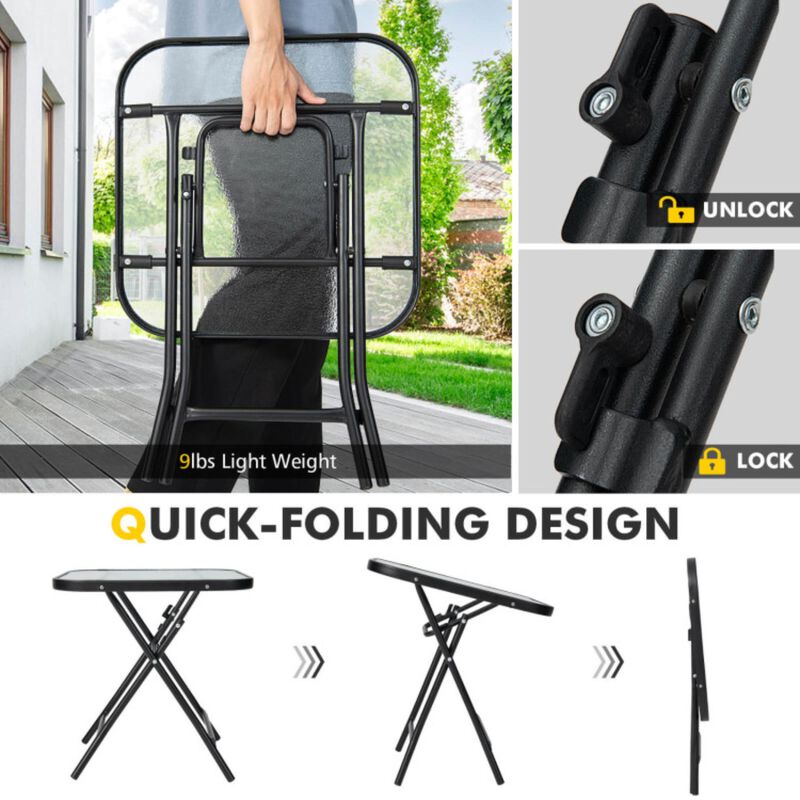 Hivvago 18 Inch Square Patio Bistro Table with Rustproof Frame