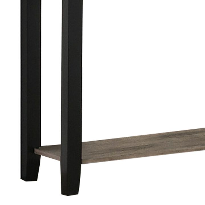 Wooden Console Table with One Open Shelf, Black and Gray-Benzara