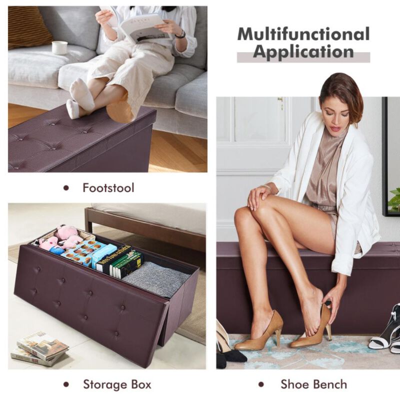 Hivvago Large Folding Storage Ottoman Bench with Memory Foam