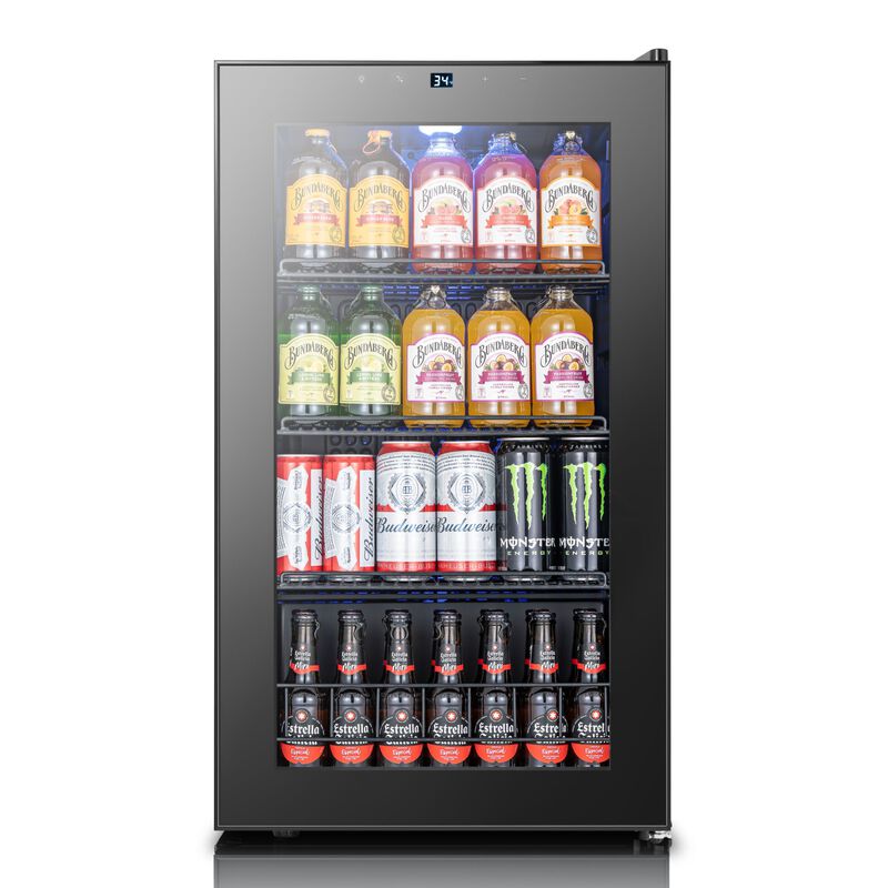Beverage Refrigerator Cooler, 130 Cans Freestanding Mini Beverage Fridge with Glass Door Beverage cooler for Home Office image number 0
