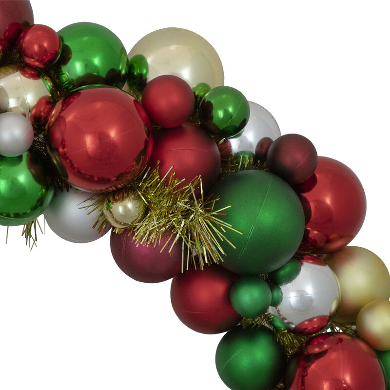 Traditional Colors 2-Finish Shatterproof Ball Christmas Wreath  36-Inch