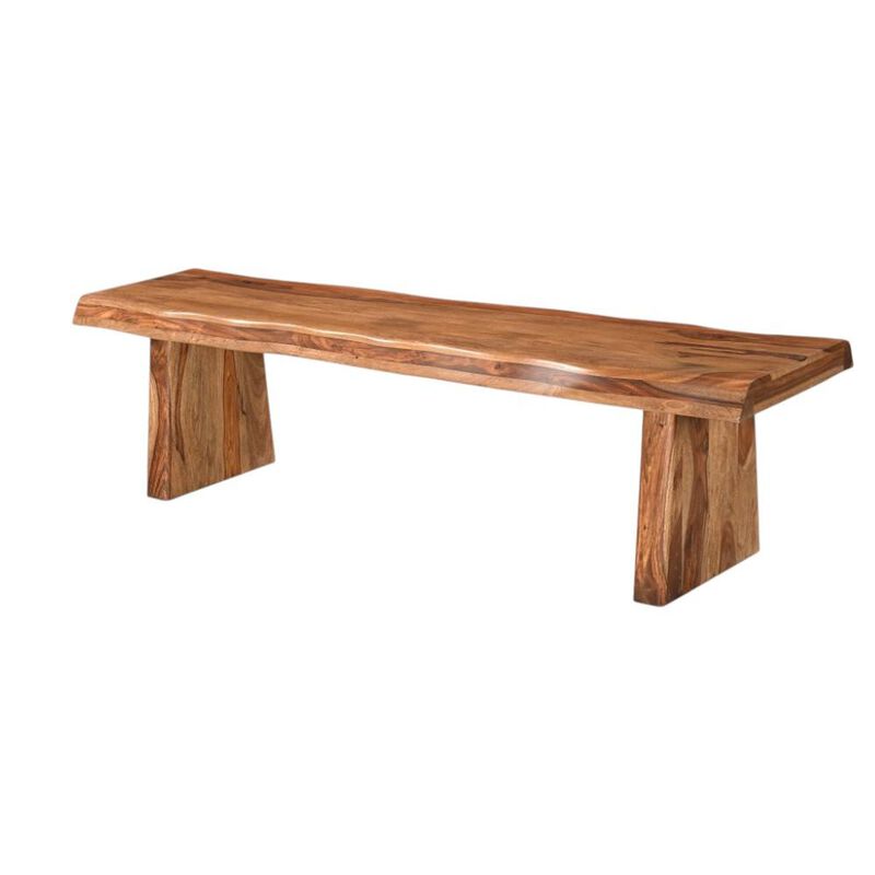 HomeRoots 68" Brown Solid Wood Live Edge Dining Bench image number 5