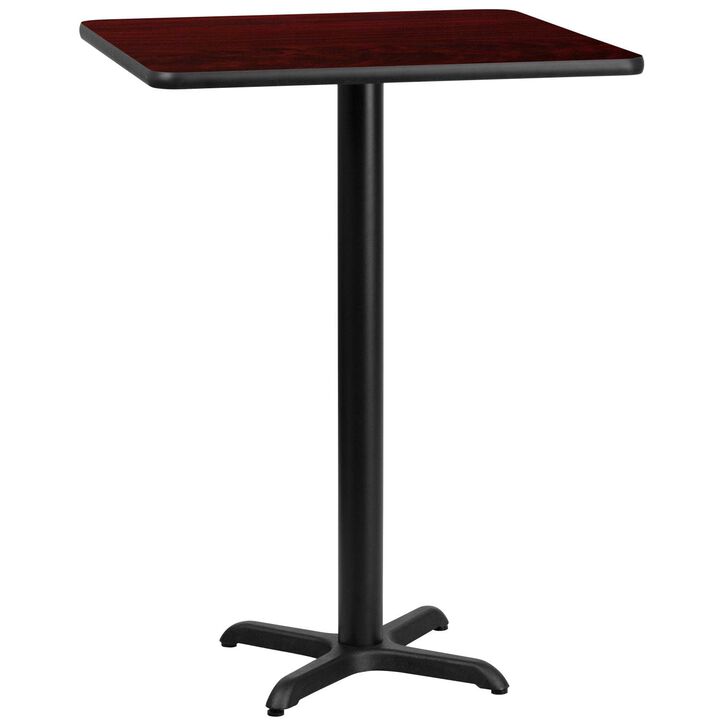 Flash Furniture Stiles 30'' Square Mahogany Laminate Table Top with 22'' x 22'' Bar Height Table Base