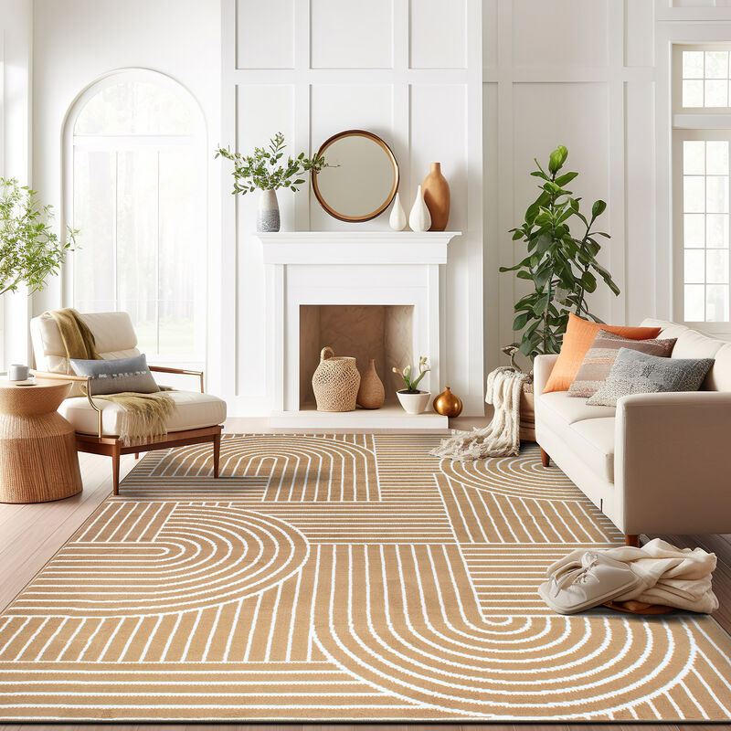 World Rug Gallery Contemporary Stripe Arch Design Area Rug:  Stain & Fade-Resistant,  Low Pile,  Pet Friendly image number 6