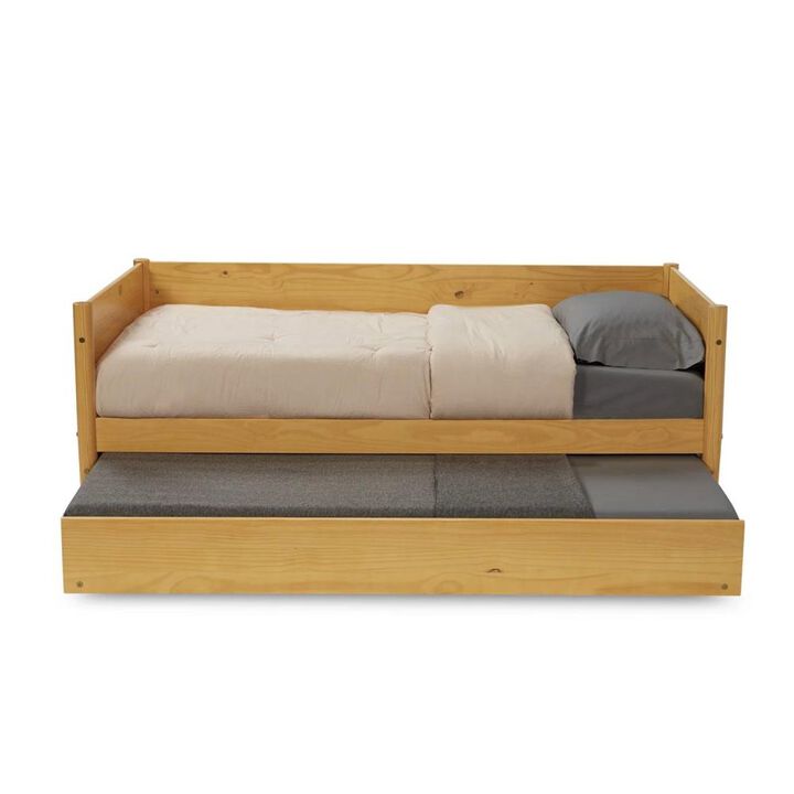 Hivvago Twin Solid Wood Daybed with Roll Out Trundle Bed Frame