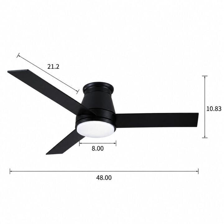 ELEMENT ACE 48 Inch Low Profile Ceiling Fan with Integrated Dimmable LED Light Kit, Reversible Motor, Remote Control, Energy Efficient for Medium Sized Residential and Commercial Spaces.
