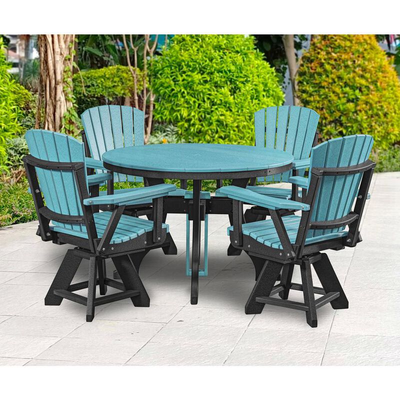 American Furniture Classics Dining Height Swivel Arm Chair in Aruba Blue with a Black Base