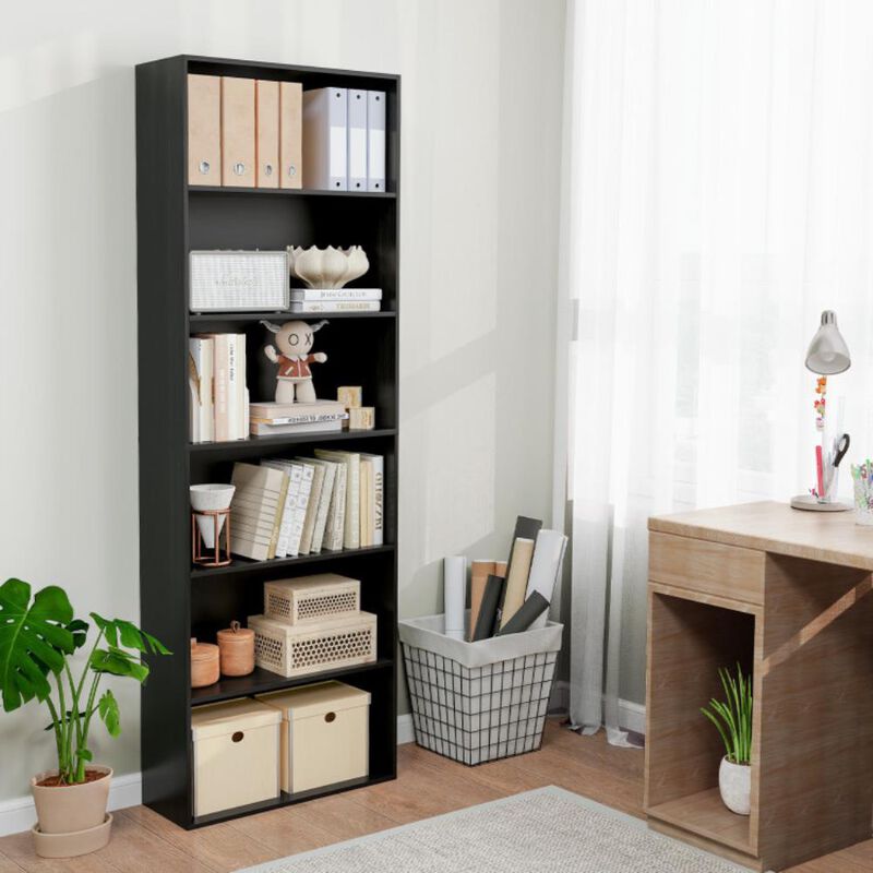 Hivvago 6-Tier Bookcase with 6 Open Shelves and Anti-Toppling Kits