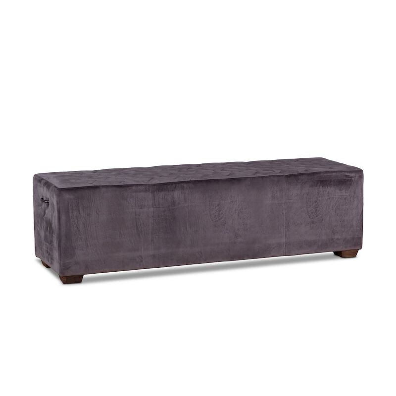 World Interiors Arabella 59 Bench in Asphalt Gray Velvet