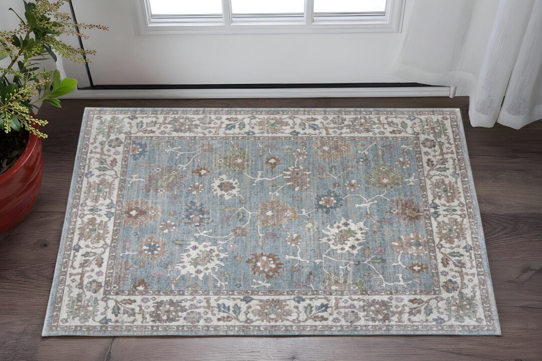 HomeRoots Floral Distressed Area Rug