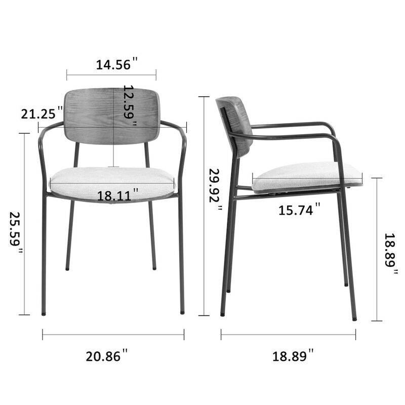 Glamour Home Set of 2 Beige Washed Woven Fabric Dining Chair Natural Wood Back