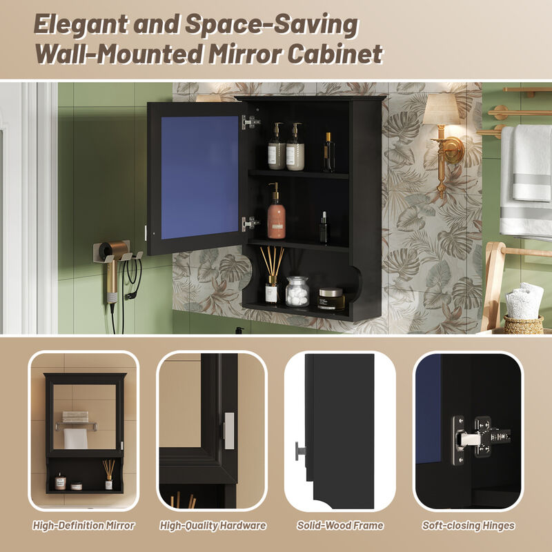 ELEMENT ACE Wall Mounted Bathroom Storage Cabinet with Mirror and Adjustable Shelf image number 8