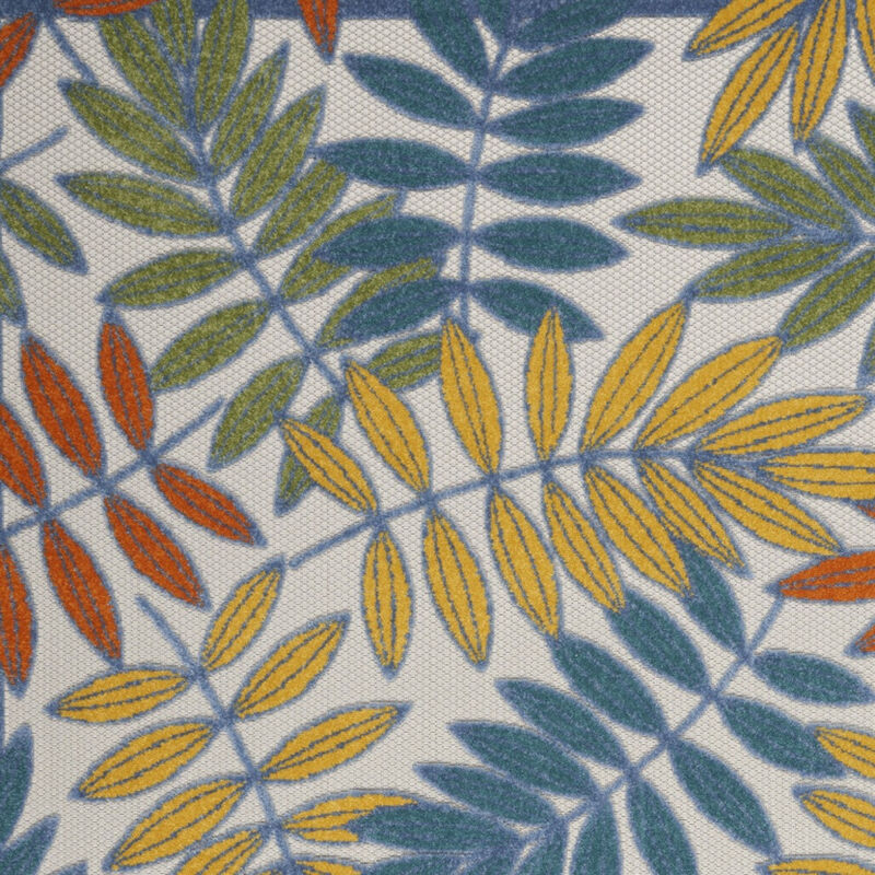 HomeRoots 5' X 8' Ivory Yellow Orange Green And Blue Botanical Leaves Indoor Outdoor Area Rug image number 5