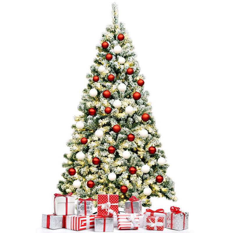 Pre-Lit Premium Snow Flocked Hinged Artificial Christmas Tree