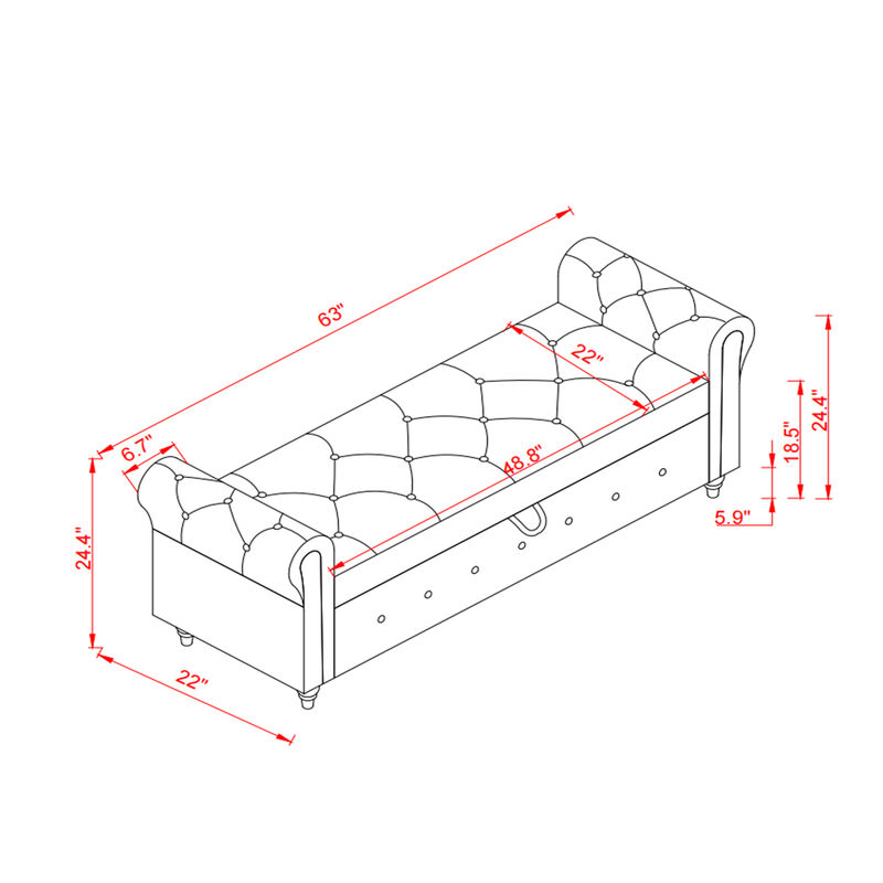 Streamdale 63'' Bed Bench Cream White Fabric image number 9