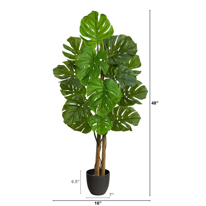 Hivvago 4 Feet Monstera Artificial Tree UV Resistant (Indoor/Outdoor)