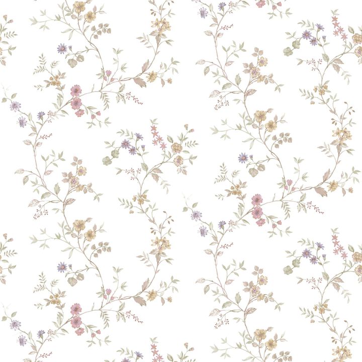 Blooming Garden Floral Beige Wallpaper 8355