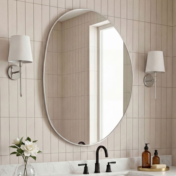 Aurelia Irregular Oval Metal Framed Wall Mounted Mirror