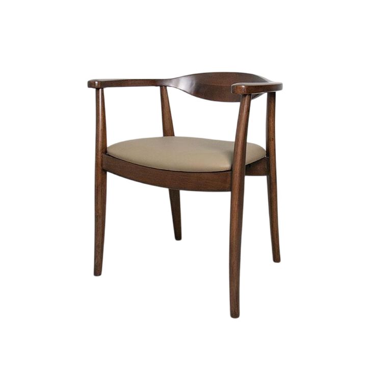 Niva Dining Side Chair Set of 2, Modern Armchairs, Brown Rubberwood