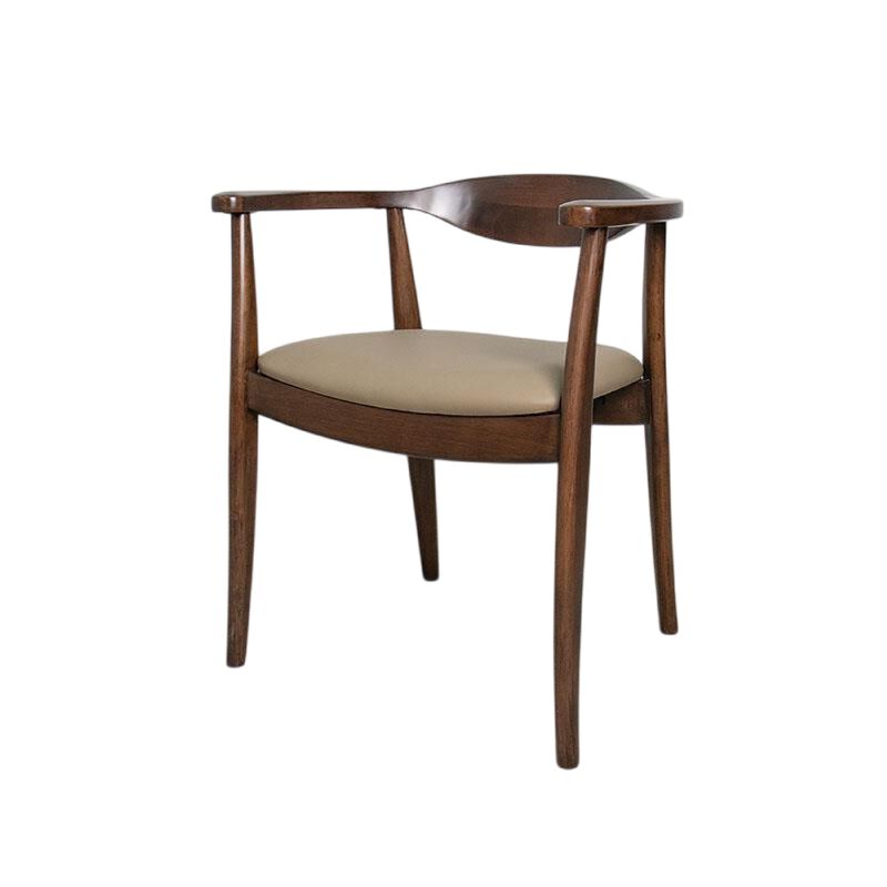 Niva Dining Side Chair Set of 2, Modern Armchairs, Brown Rubberwood