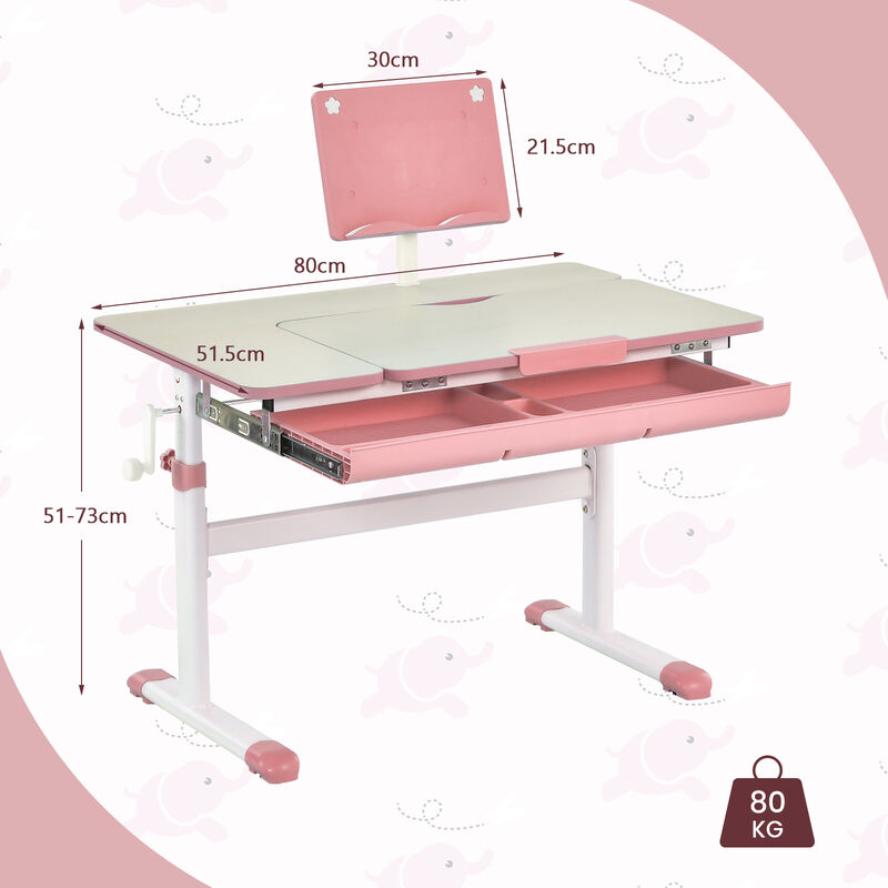Height-Adjustable Kids Desk with Tilt Desktop and Book Stand image number 6