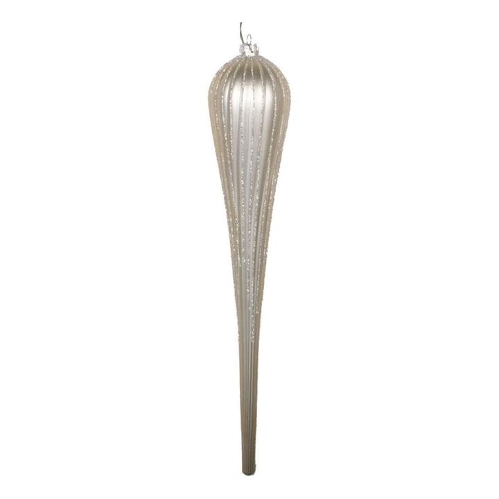 Vickerman 15.75" Matte Glitter Drop Ornaments in Champagne Gold (Set of 2)