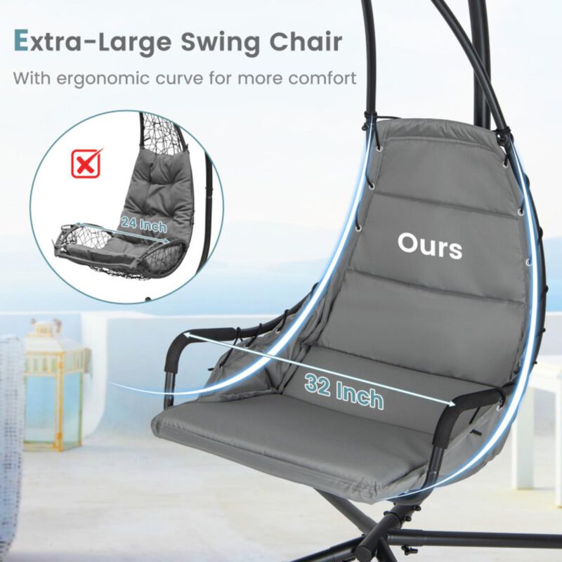 Hivvago Hanging Chair with Stand and Extra Large Padded Seat
