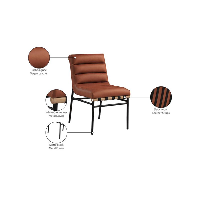 Meridian Furniture Burke Cognac Vegan Leather Dining Chair, Set of 2