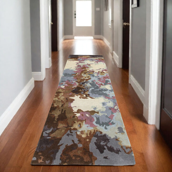 HomeRoots Abstract Hand Tufted Runner Rug