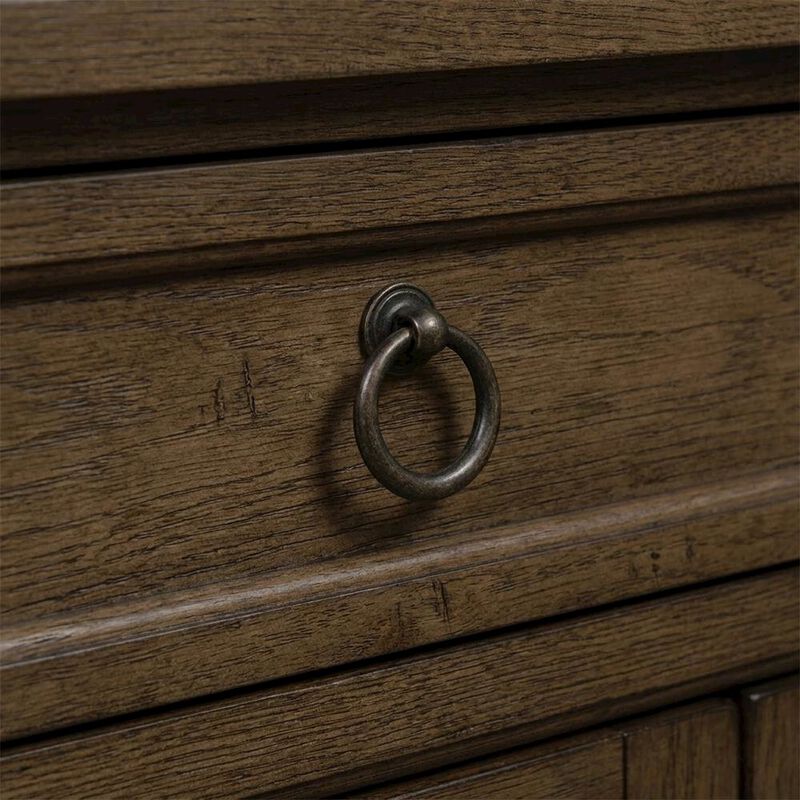 Liberty Furniture Solid Wood Farmhouse Buffet Cabinet with Drawers and Storage Cabinet, Brown image number 5