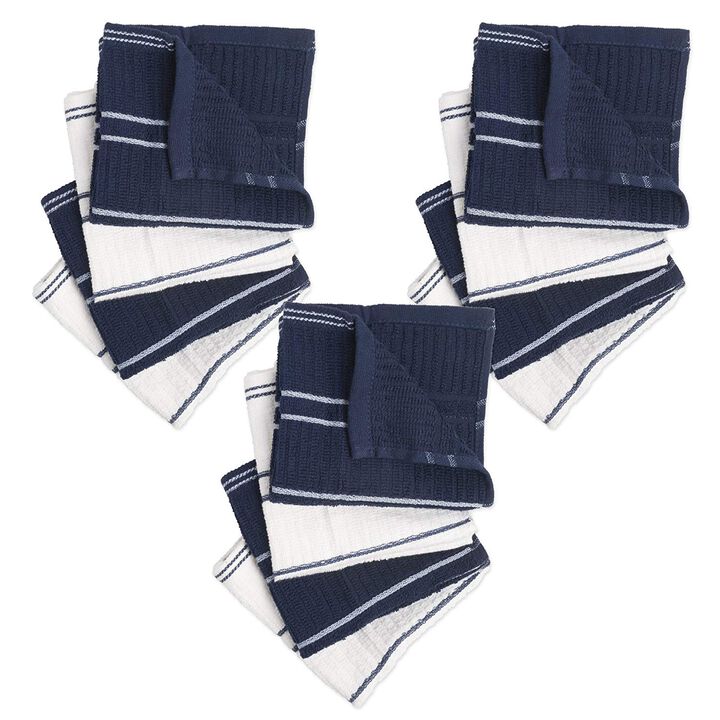 Set of 12 Blue and White Square Dishcloth 13"