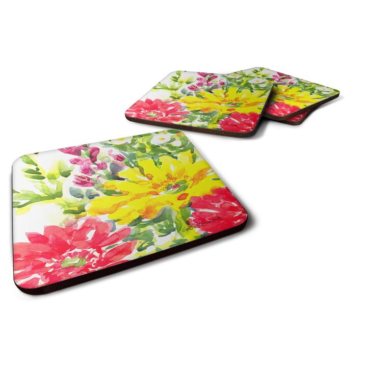 Caroline's Treasures 6136FC Flower Foam Coasters (Set of 4), 3.5 H x 3.5 W, Multicolor