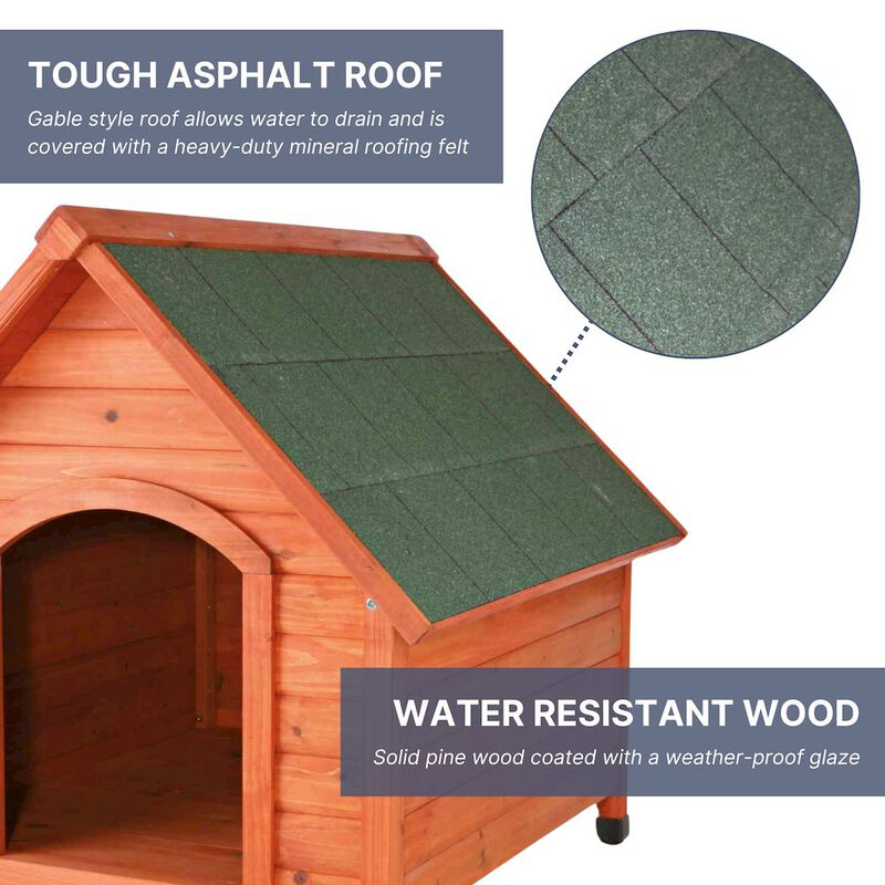 Weatherproof Outdoor Wooden Dog House Raised Floor for Dogs image number 4