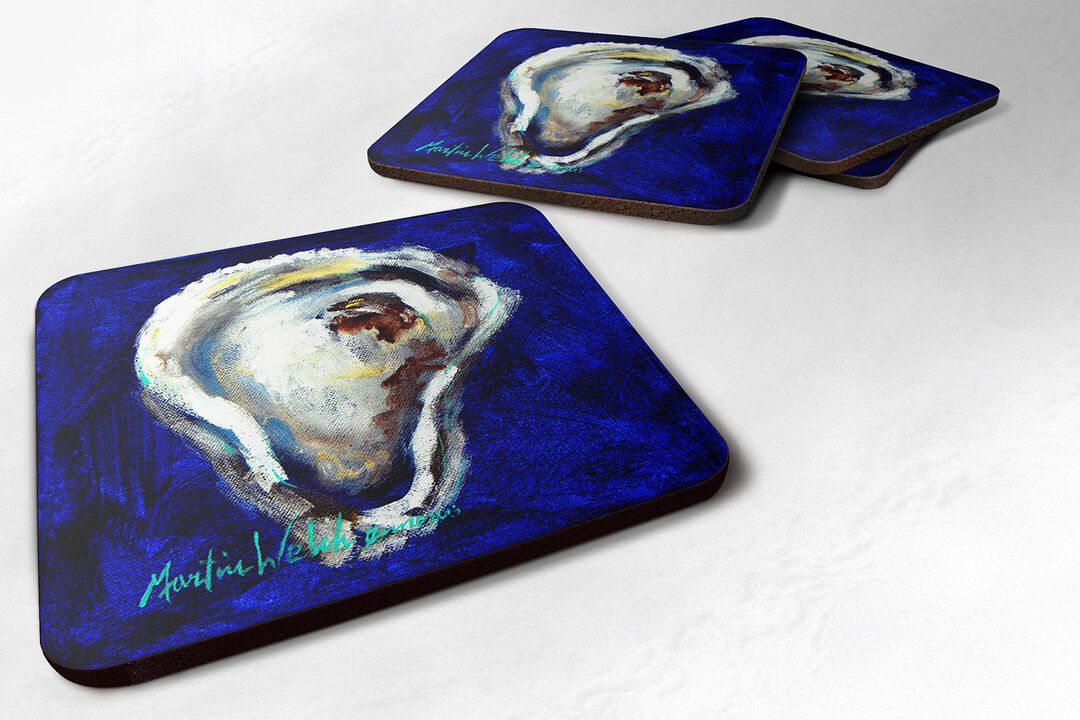 Caroline's Treasures MW1047FC Oyster One Shell Foam Coasters (Set of 4), 3.5 H x 3.5 W, Multicolor