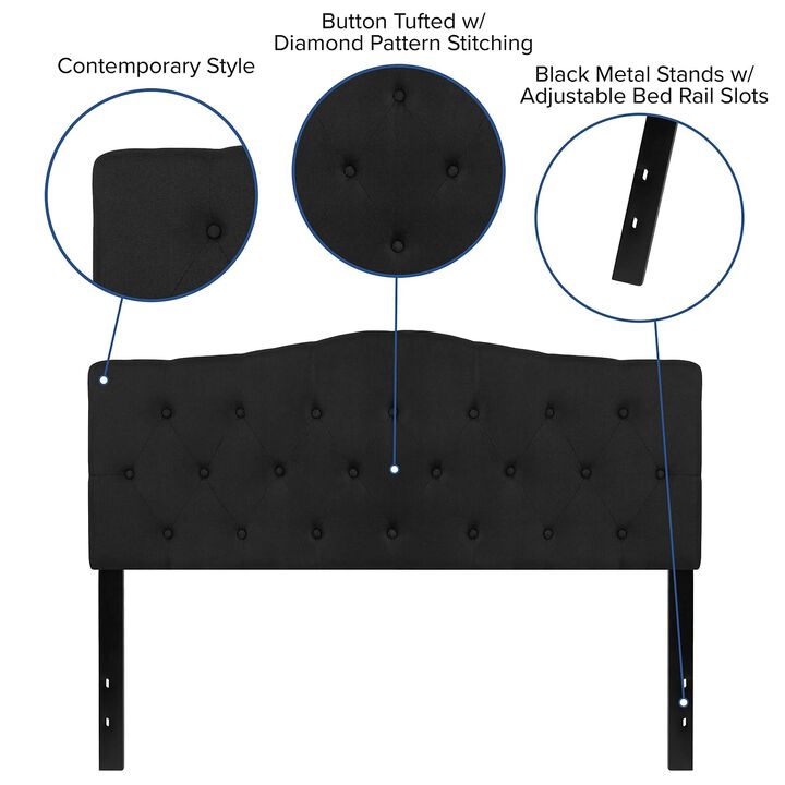 Flash Furniture Cambridge Tufted Upholstered Queen Size Headboard in Black Fabric