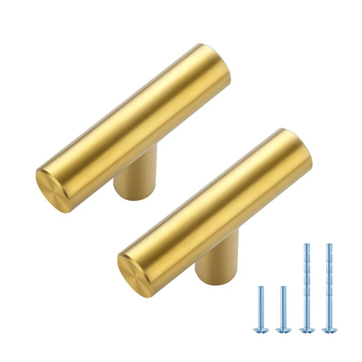 JOY DECOR 20 Pack 2 Inch Cabinet Pulls with Single Hole Stainless Steel Kitchen Cabinet Handles Brushed Brass Drawer Pulls Kitch