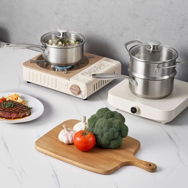 Stainless Steel Saucepan with Steamer & Glass Lid, Nonstick, Oven & Dishwasher Safe image number 1