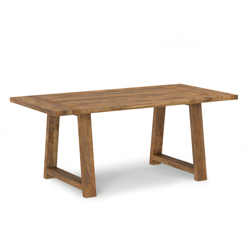 Whitley 72 inch Wide Solid Mango Farmhouse Dining Table in Burnt Wax