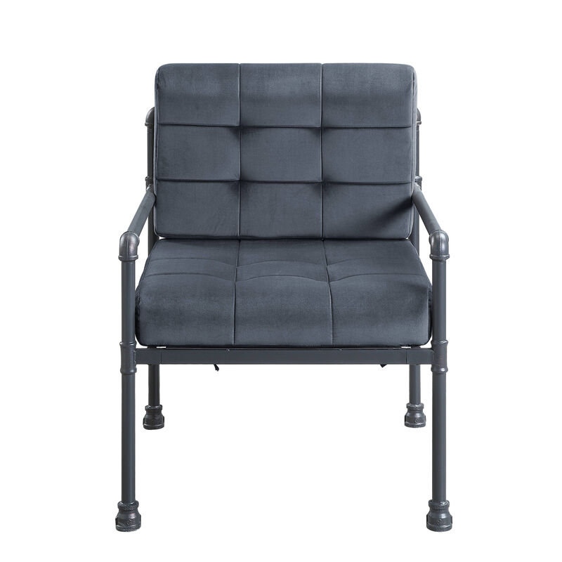 Velvet Upholstered Arm Chair with Sleek Steel Frame for Living Room